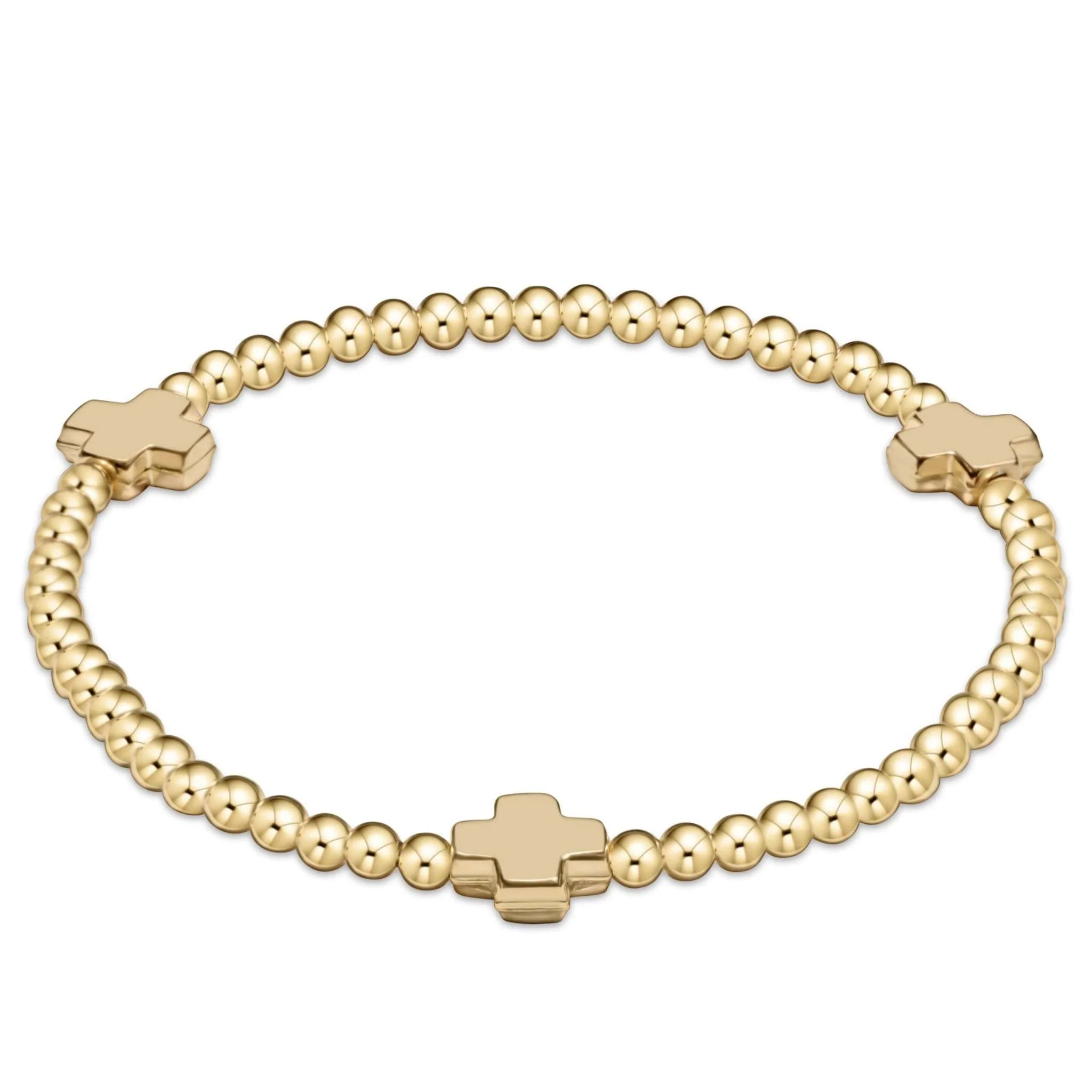 Signature Cross Gold Pattern 3MM Bead Bracelet