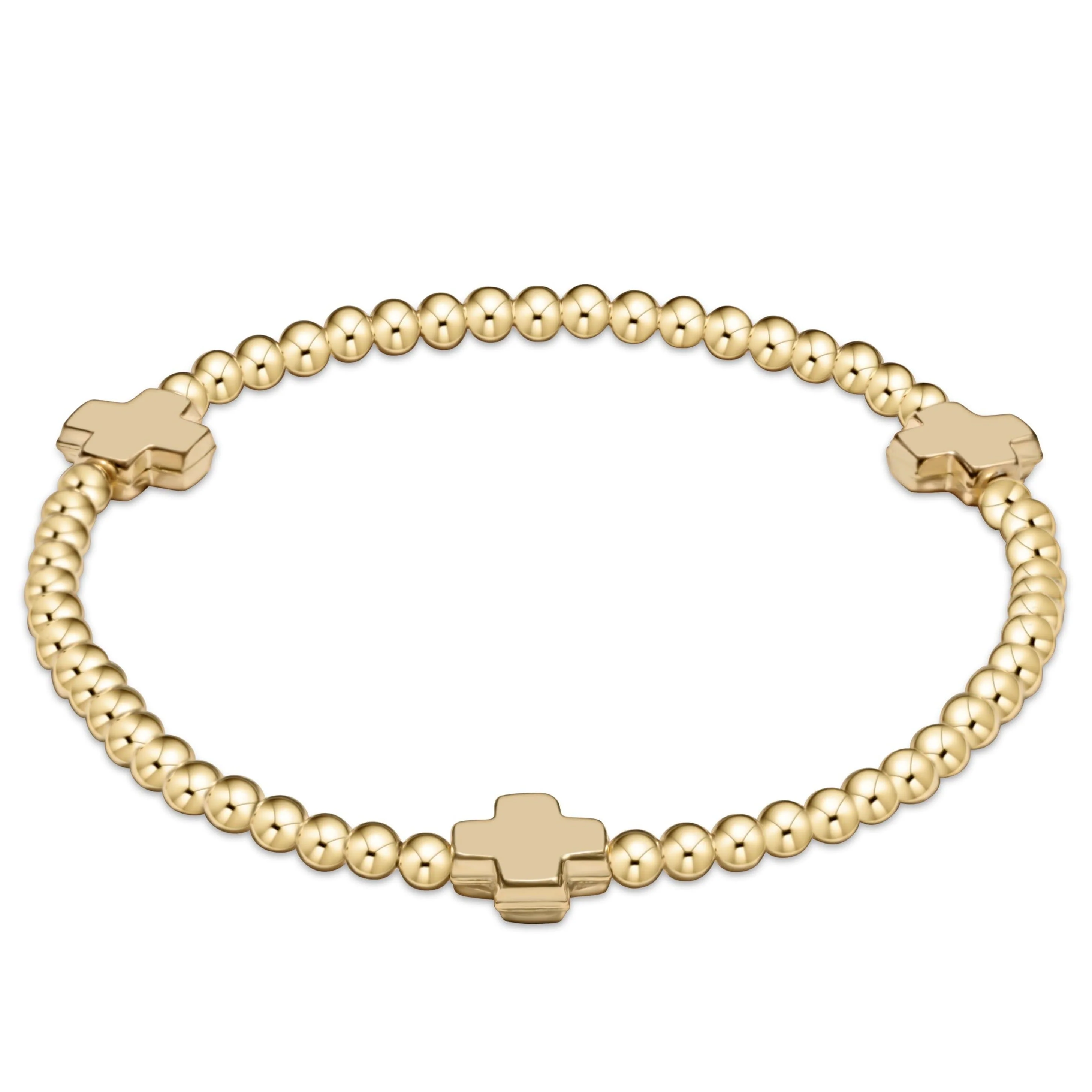 Signature Cross Gold Pattern 3MM Bead Bracelet - Image 2
