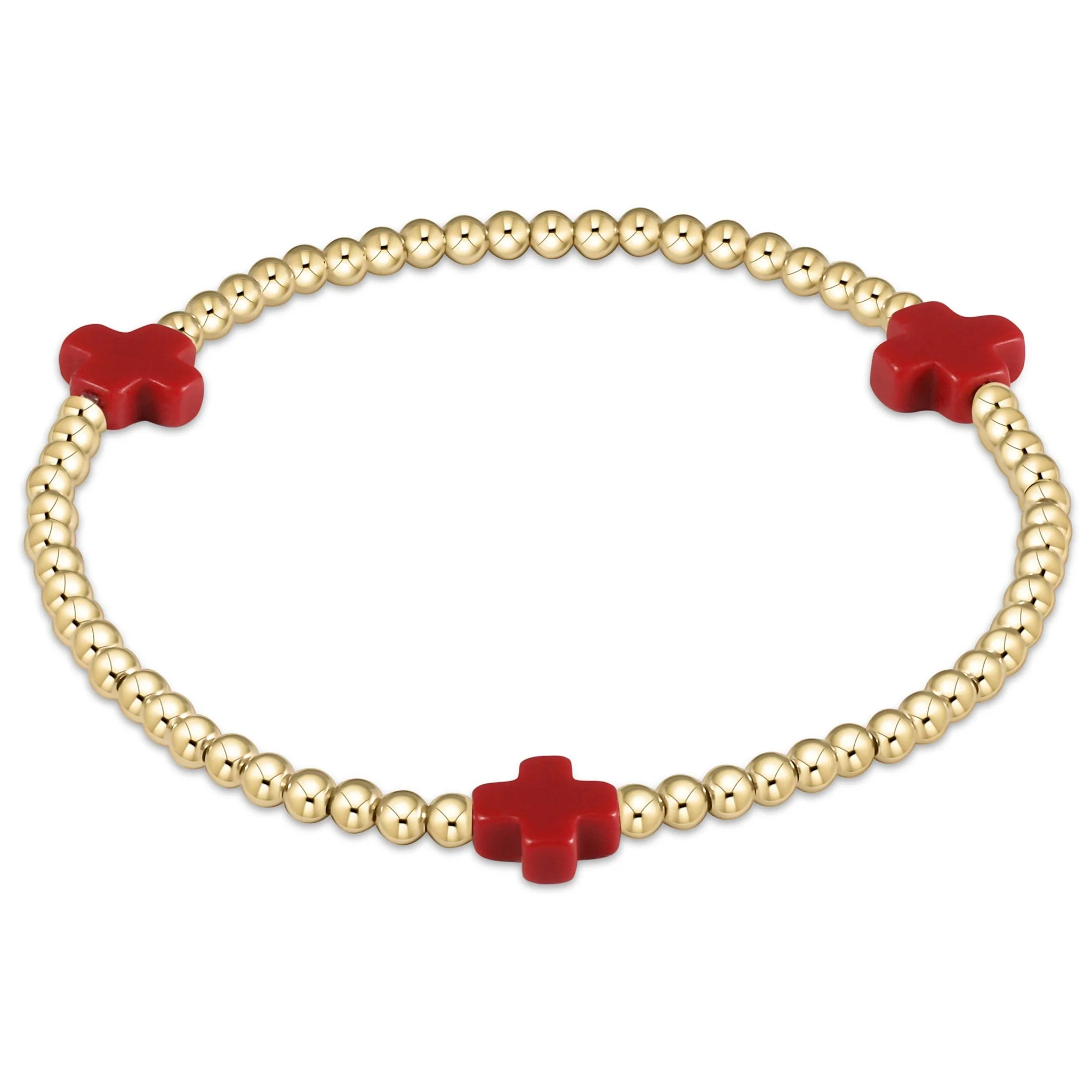 Signature Cross Gold Pattern 3mm Bead Bracelet - Image 11