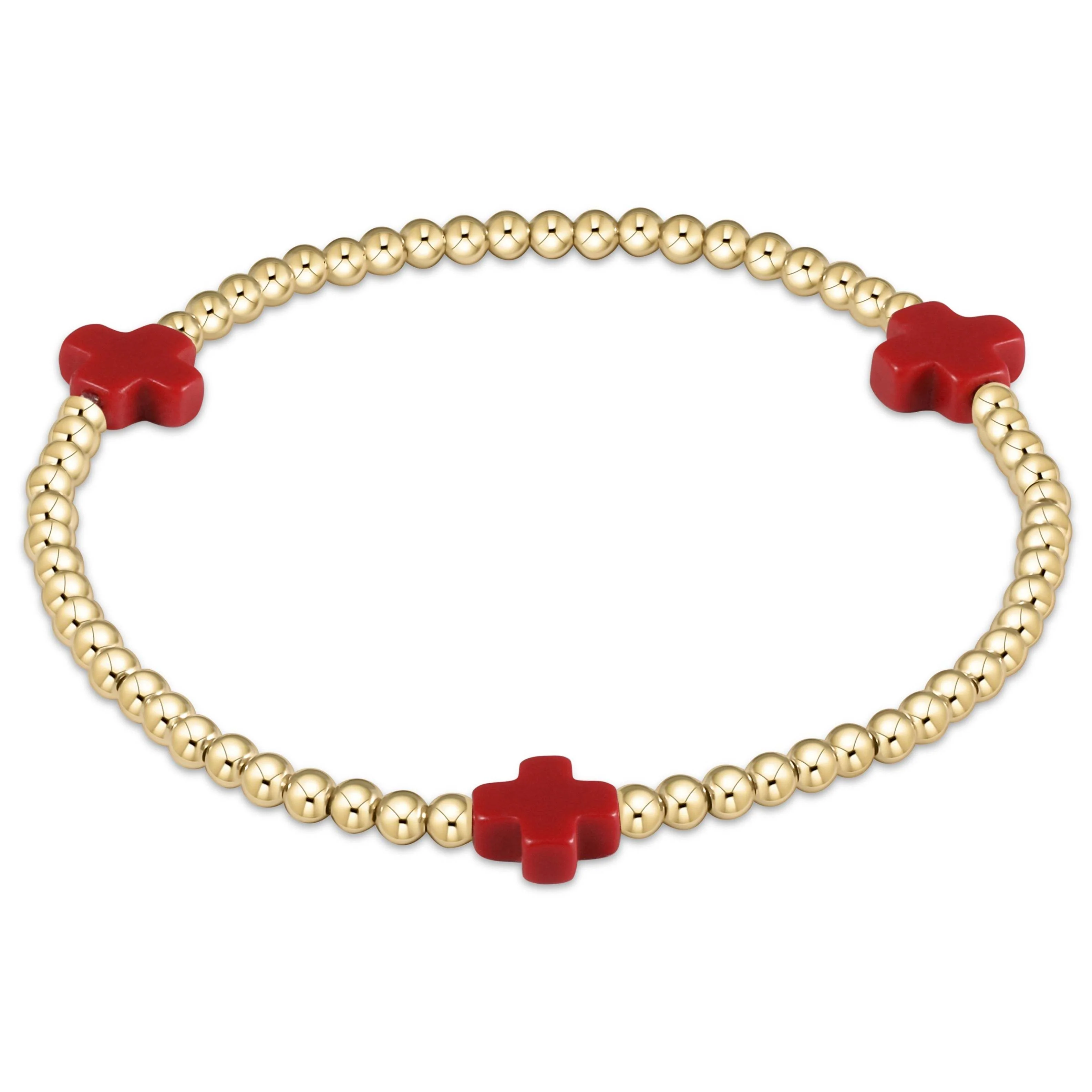 Signature Cross Gold Pattern 3mm Bead Bracelet - Image 27