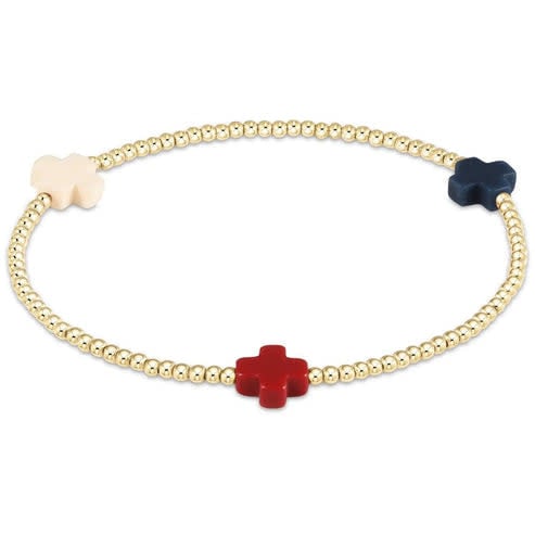Signature Cross Gold Pattern 3mm Bead Bracelet - Image 3