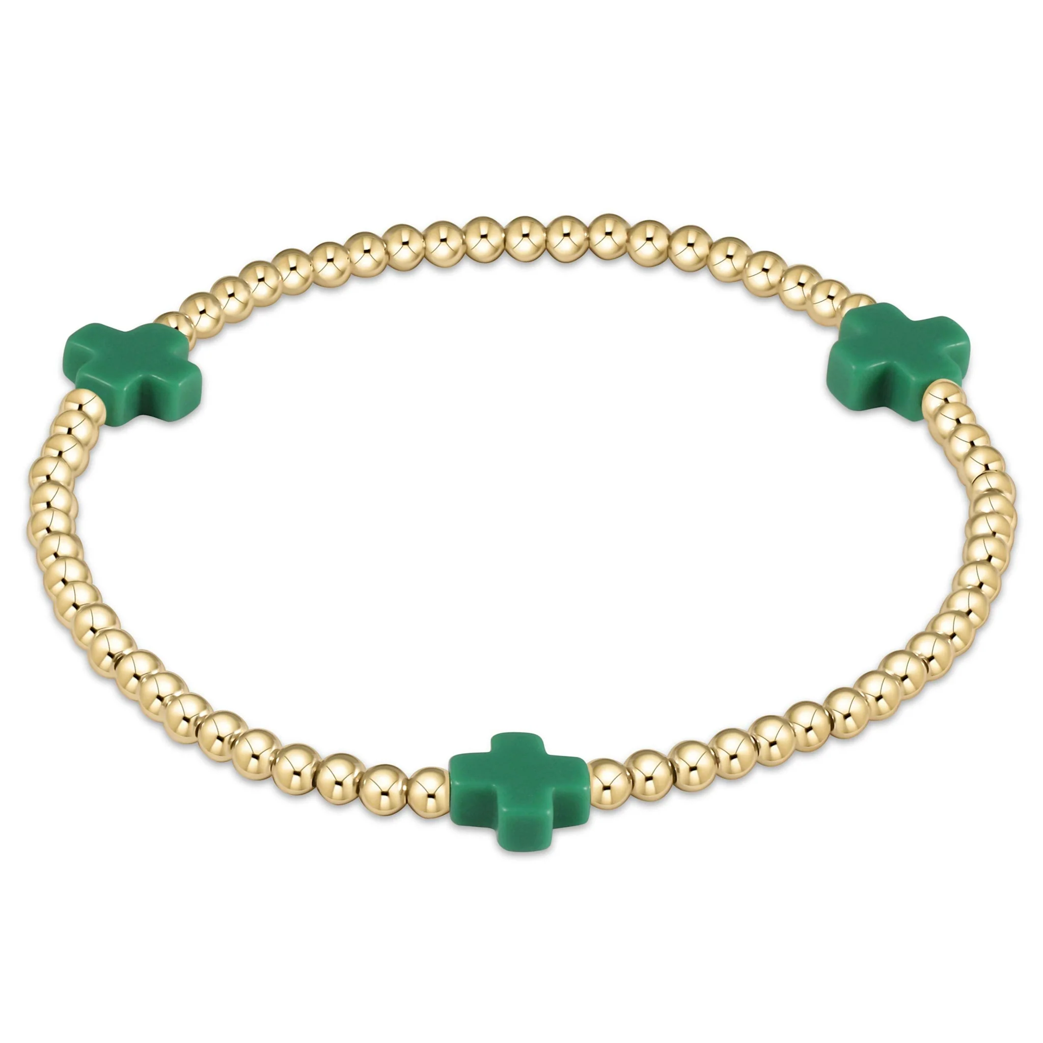 Signature Cross Gold Pattern 3mm Bead Bracelet - Image 7