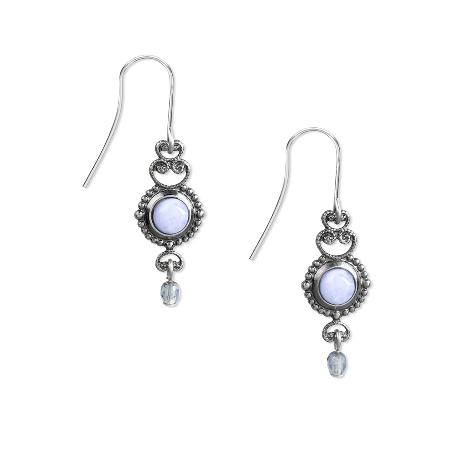 Silver & Blue Lace Agate Filigree Earrings