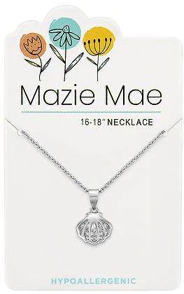 Silver CZ Shell Necklace