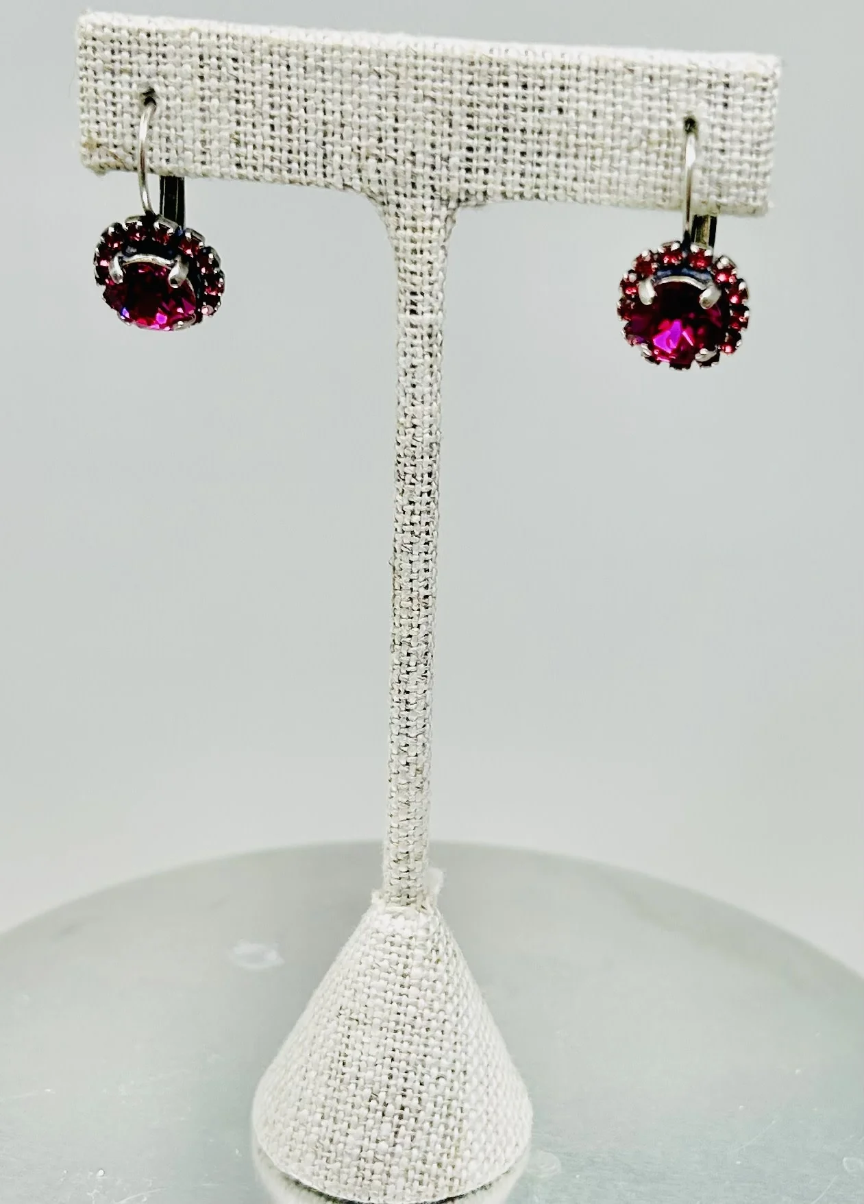 Silver Earrings Fuchsia  Stone Pave - Image 4