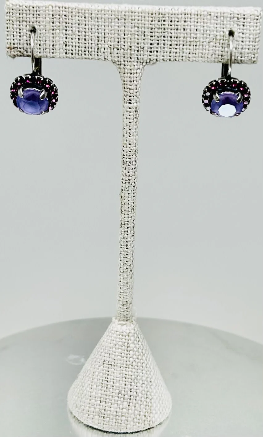 Silver Earrings Fuchsia  Stone Pave - Image 5