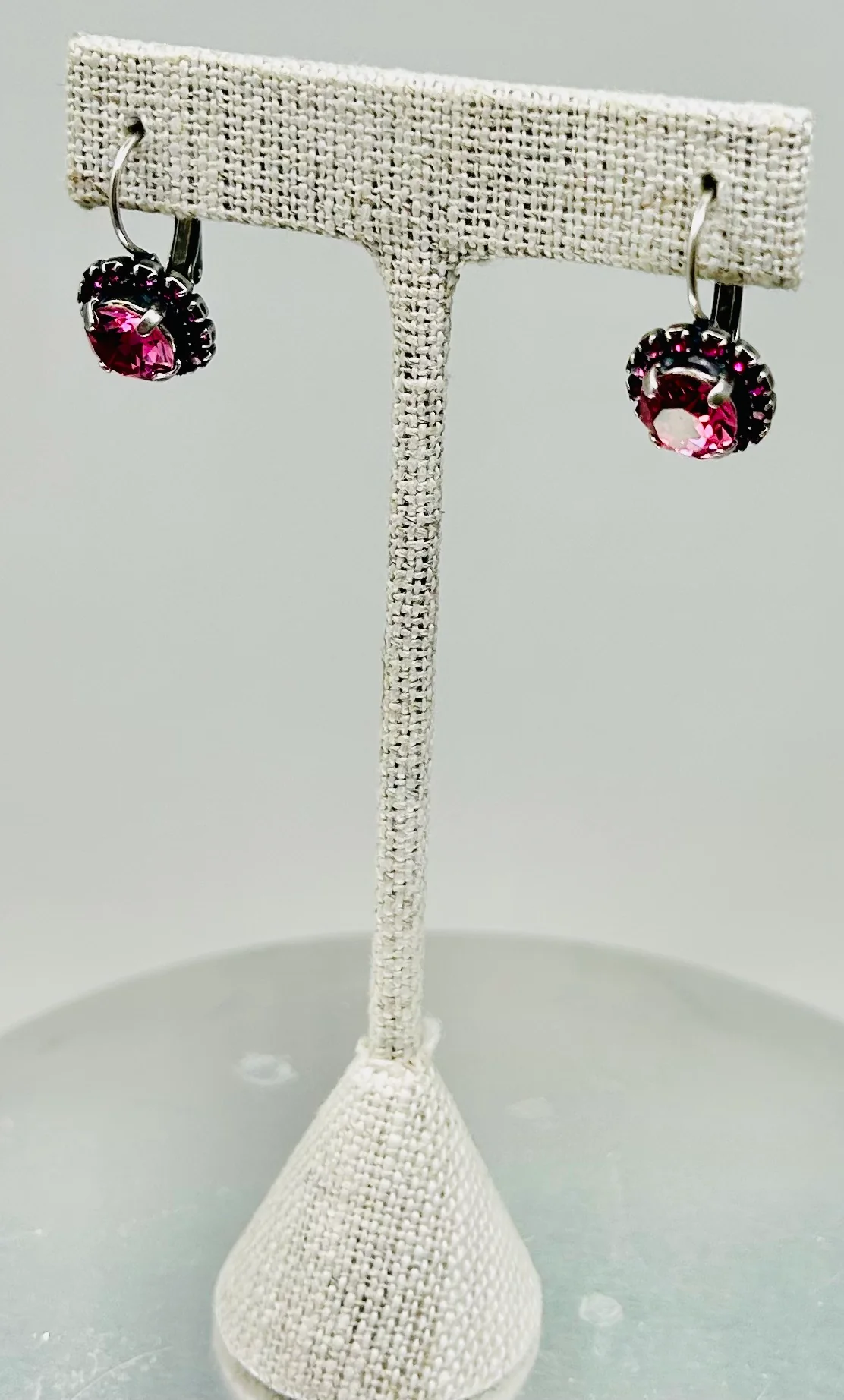 Silver Earrings Fuchsia  Stone Pave - Image 7
