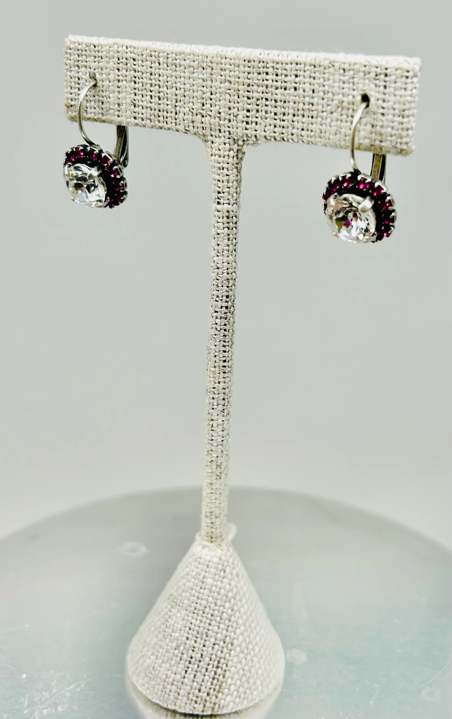 Silver Earrings Fuchsia  Stone Pave - Image 8