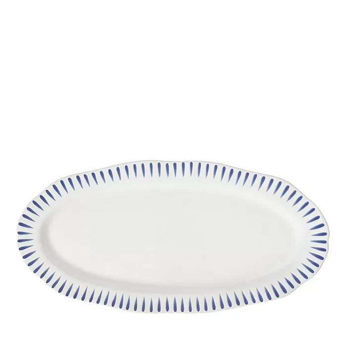 Sitio Stripe 15" Hostess Tray - Delft Blue