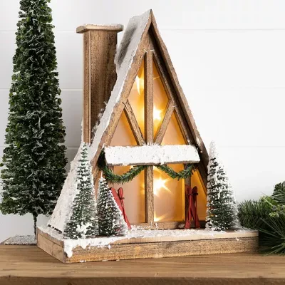 Lighted Ski Lodge Wood - Image 2