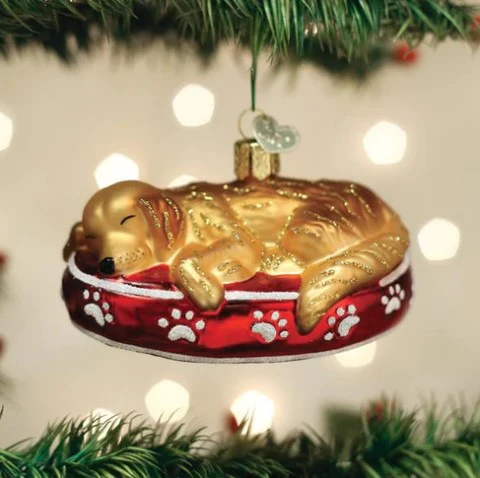 Sleepy Golden Retriever Ornament