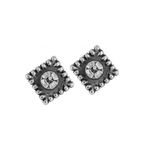 Sparkle Square Mini Post Earrings Silver - Image 3