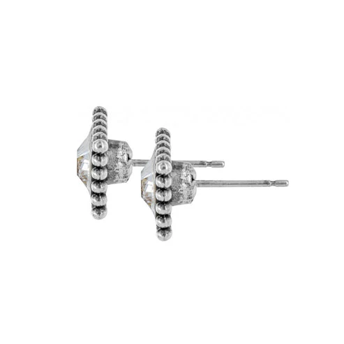 Sparkle Square Mini Post Earrings Silver - Image 5