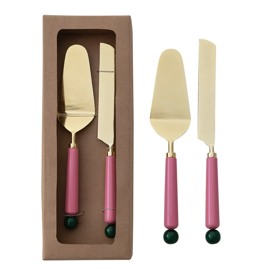 Stainless Steel Cake Servers with Resin Handles - Sold as Set
