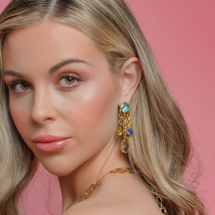 Stella Earrings Aqua Champagne - Image 2