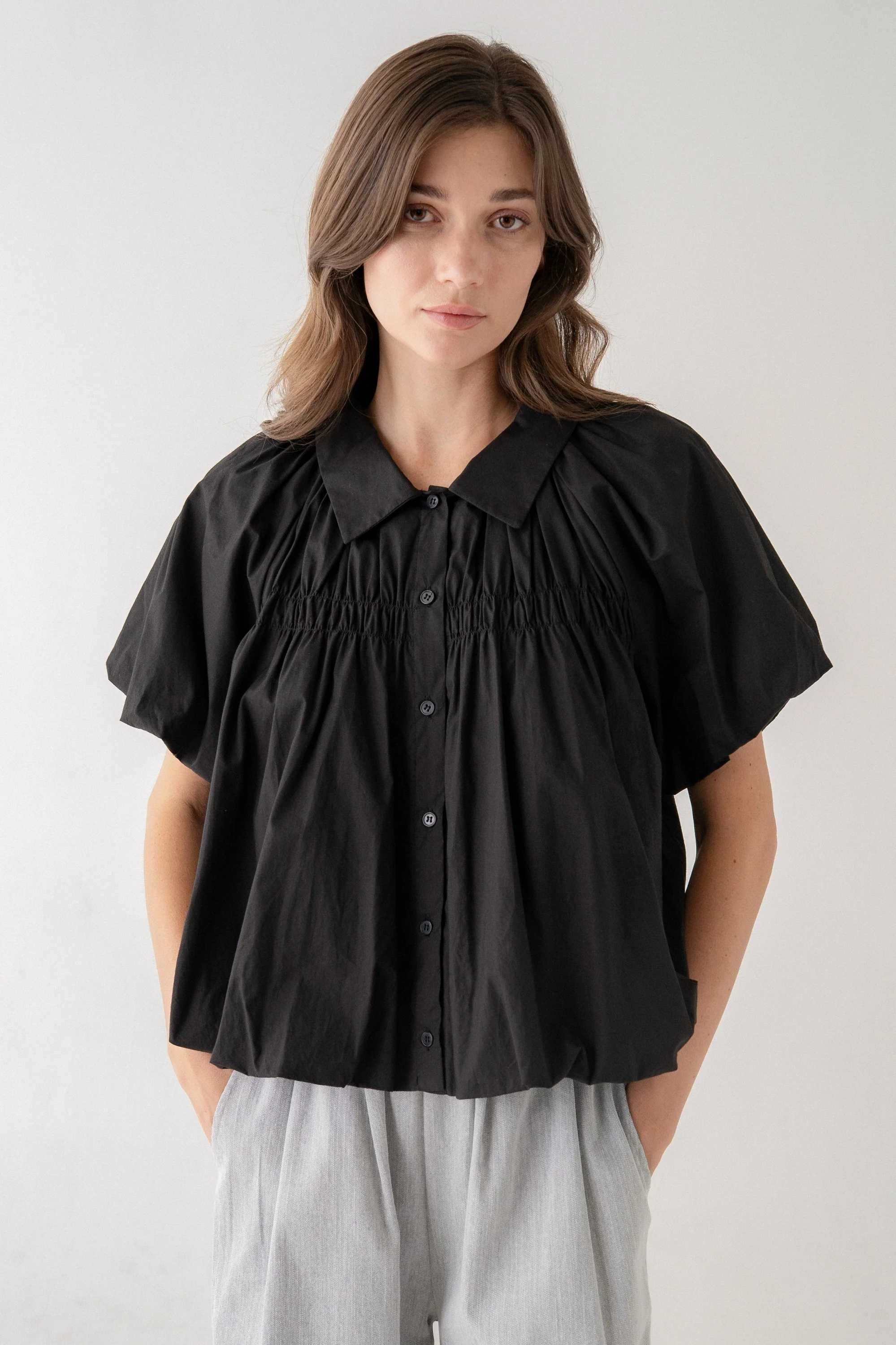 Stella Puff Sleeve Blouse With Gathered Bodice - Image 4