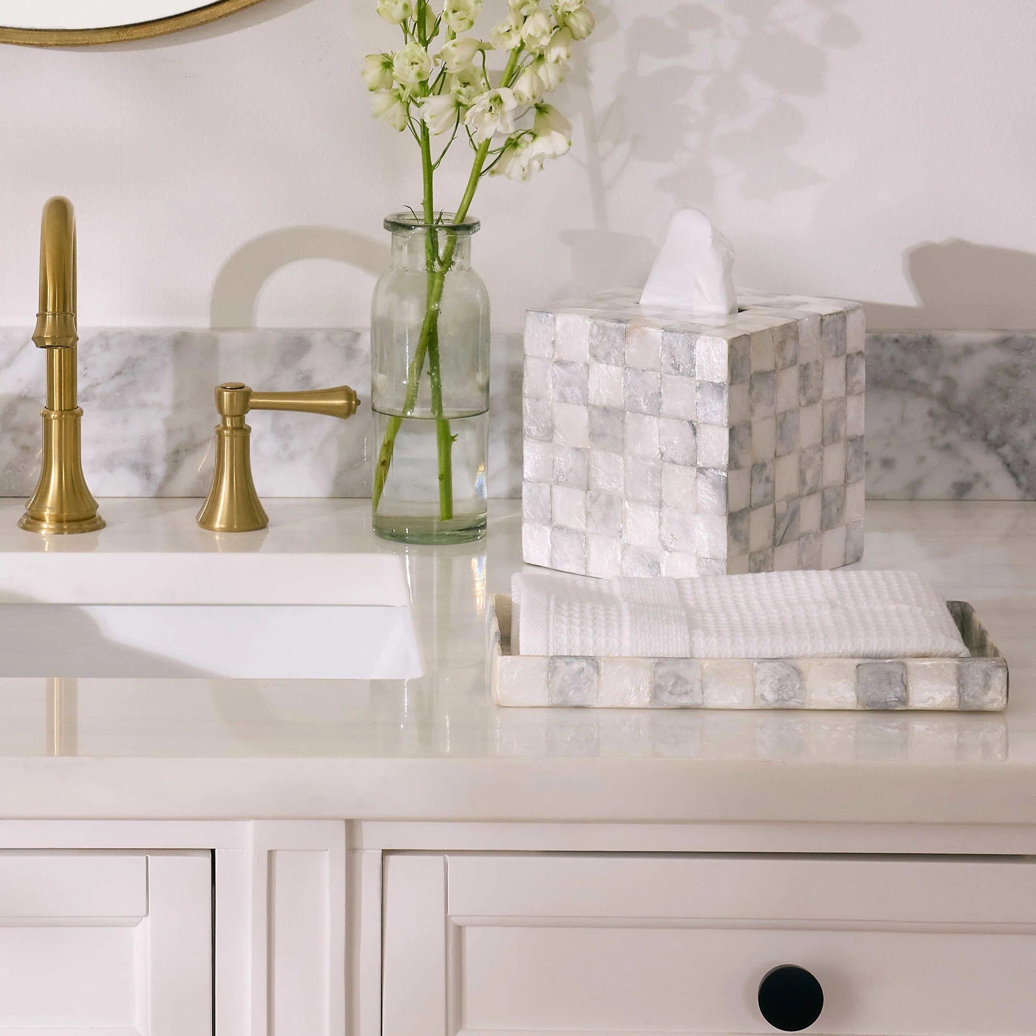 Sterling Check Capiz Vanity Tray - Image 3