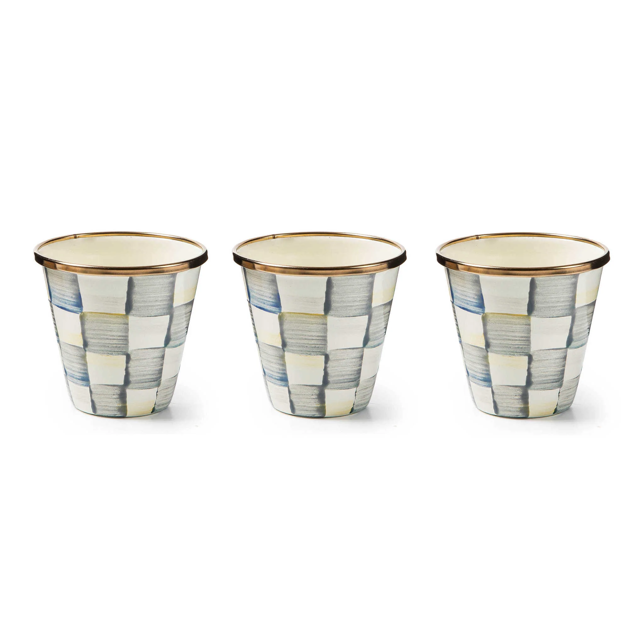 Sterling Check Enamel Herb Pot - Sold Individually - Image 3