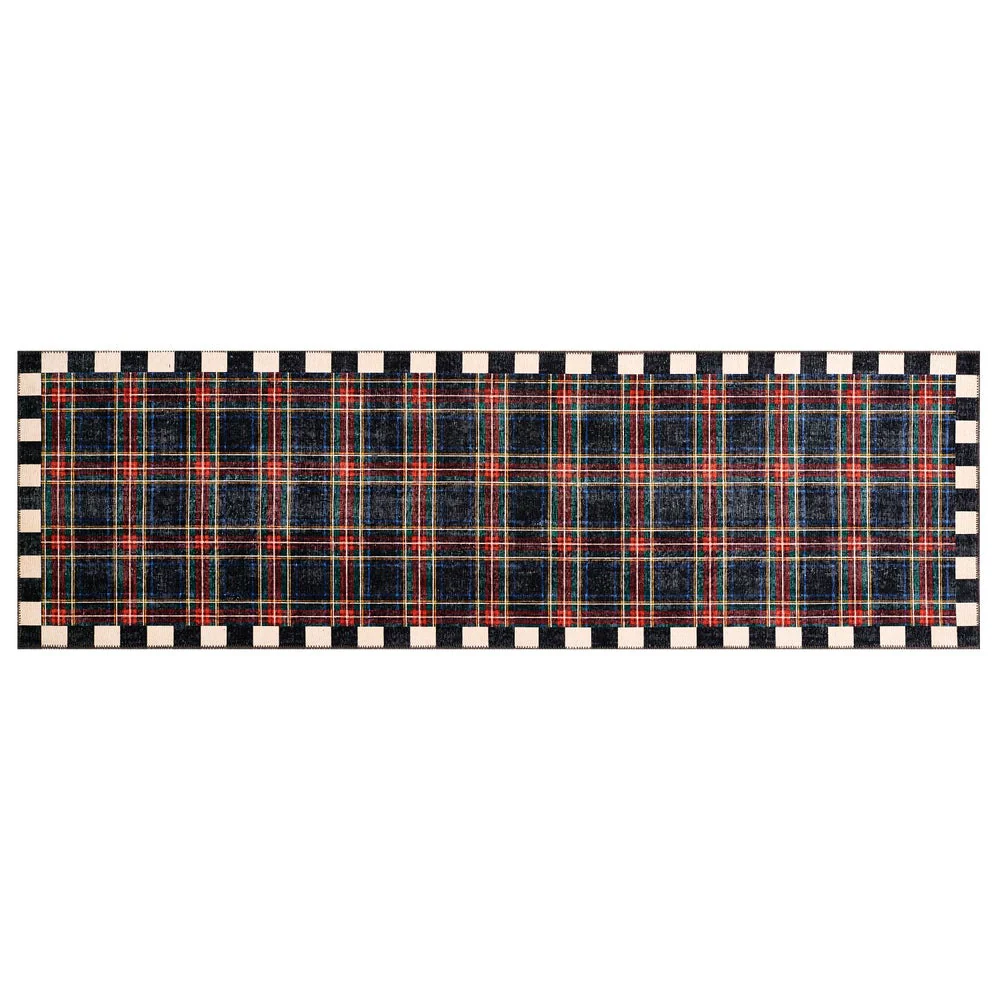 Stewart Tartan Black 2'6" x 8' Washable Runner
