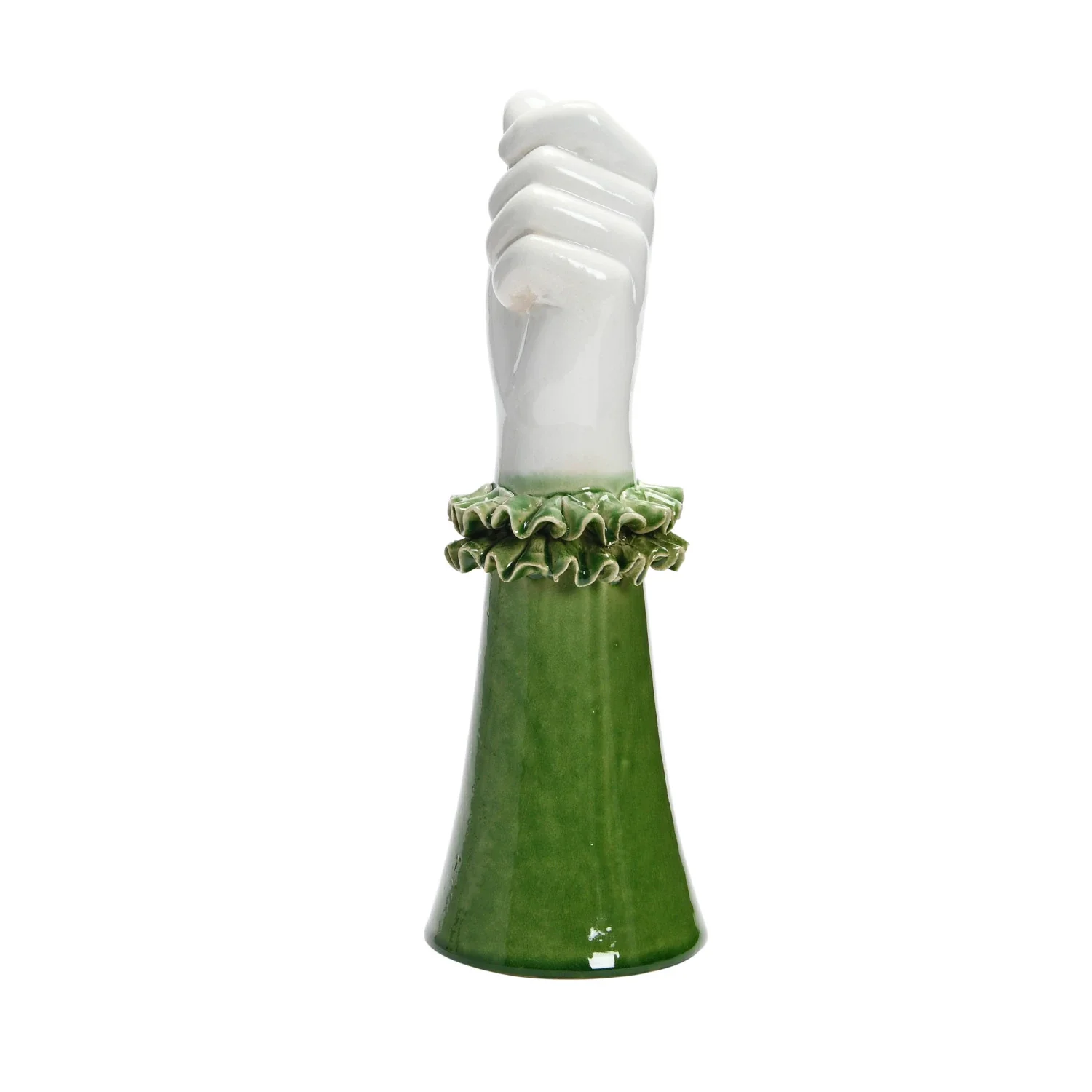 Stoneware Hand Shaped Vase with Ruffled Shirt Sleeve - Image 5