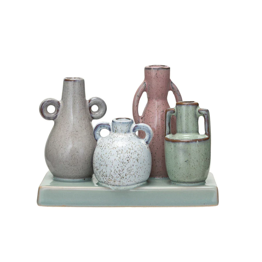 Stoneware Mounted Vases with Base - Image 3