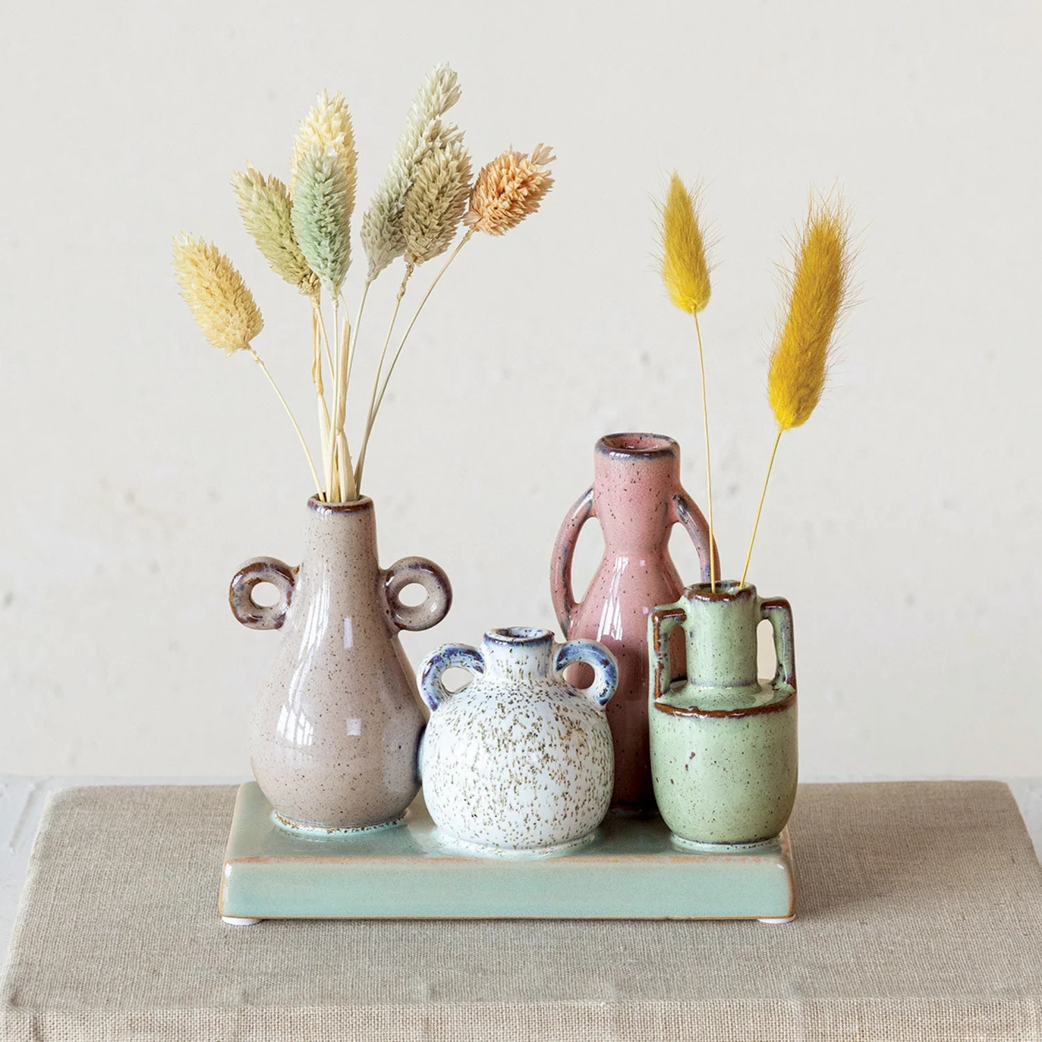 Stoneware Mounted Vases with Base - Image 4