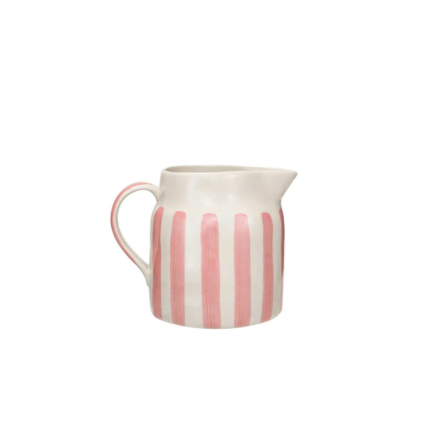 Stoneware Pitcher with Stripes - Image 4
