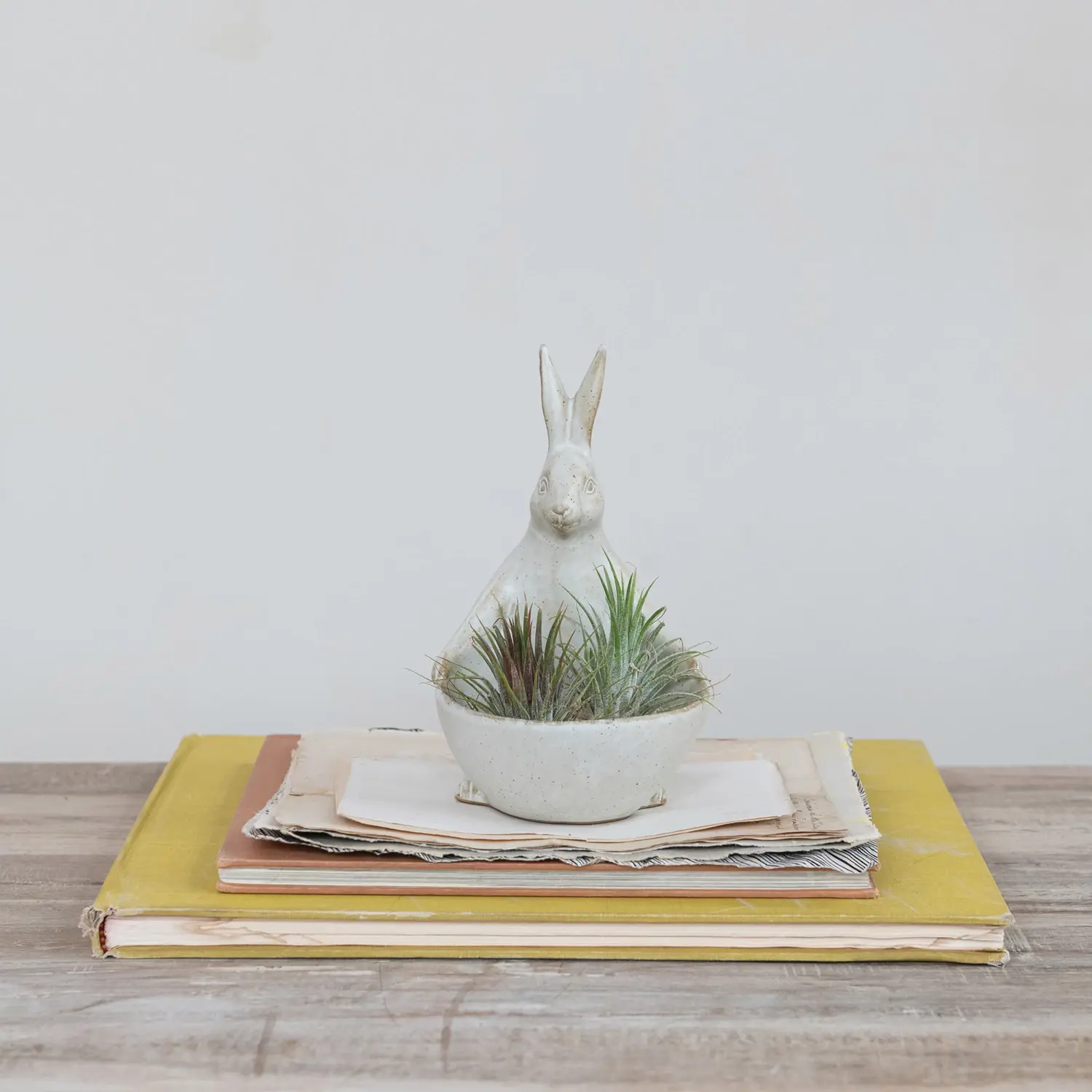 Stoneware Rabbit With Bowl/Planter - Image 2