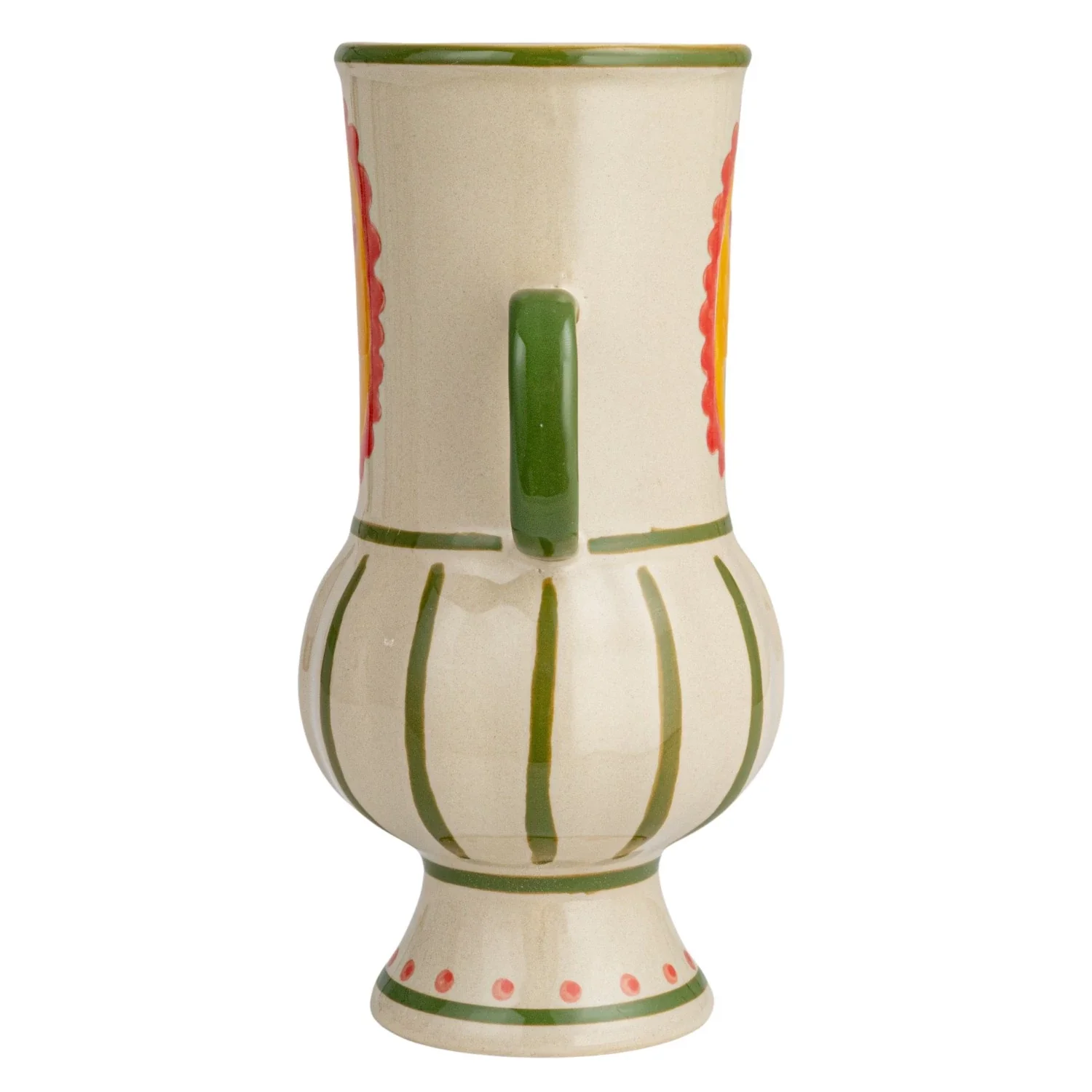 Stoneware Vase with Flower & Handles - Image 3