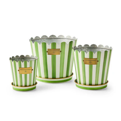 Stripe Pot & Saucer - Sold Individually