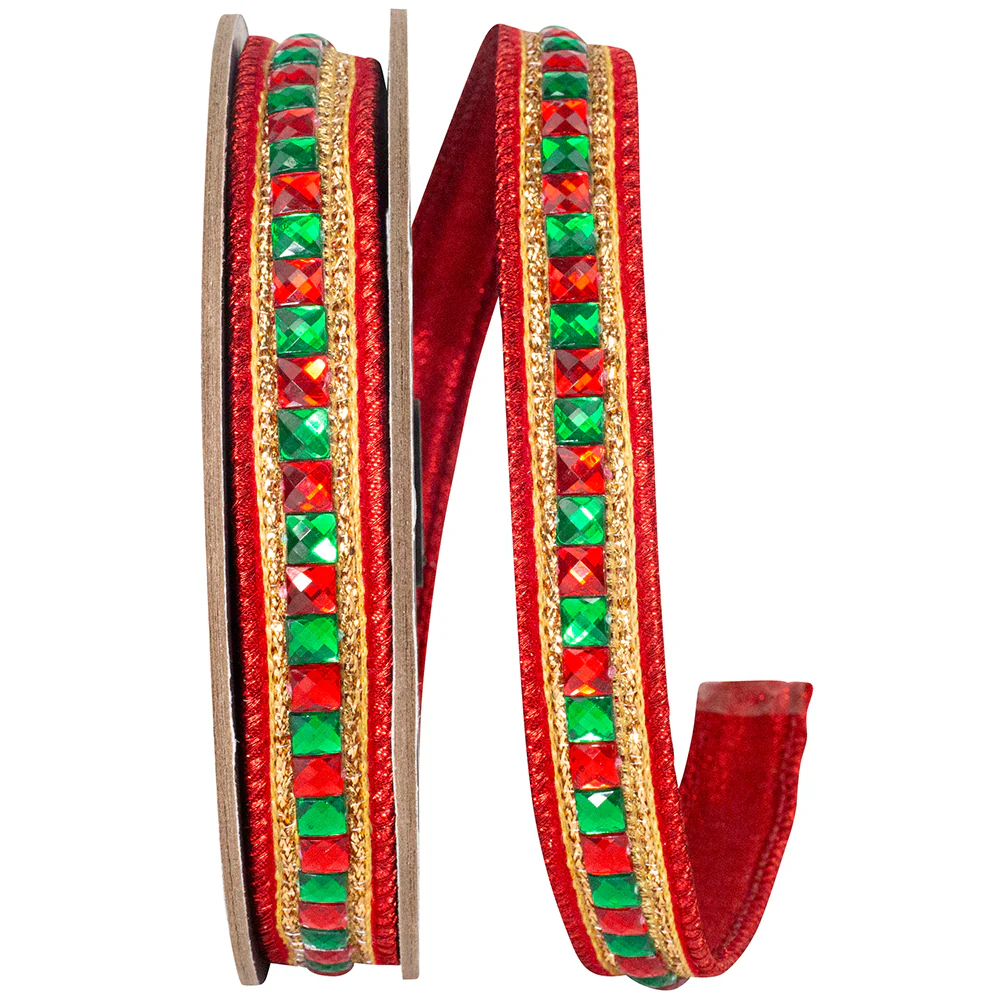 Sumptuous Jewel Accent Deluxe Metallic Backed Wired Edge Ribbon - Image 9