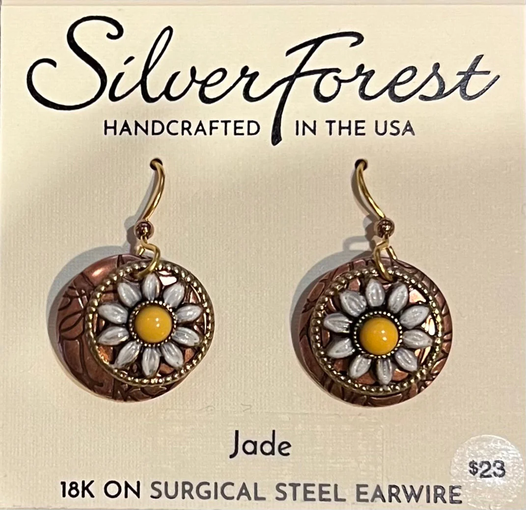 Sunflower on Layered Round Earrings