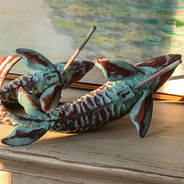 Swimming Koi Fish With Verdigris Finish - Sold as Set - Image 3