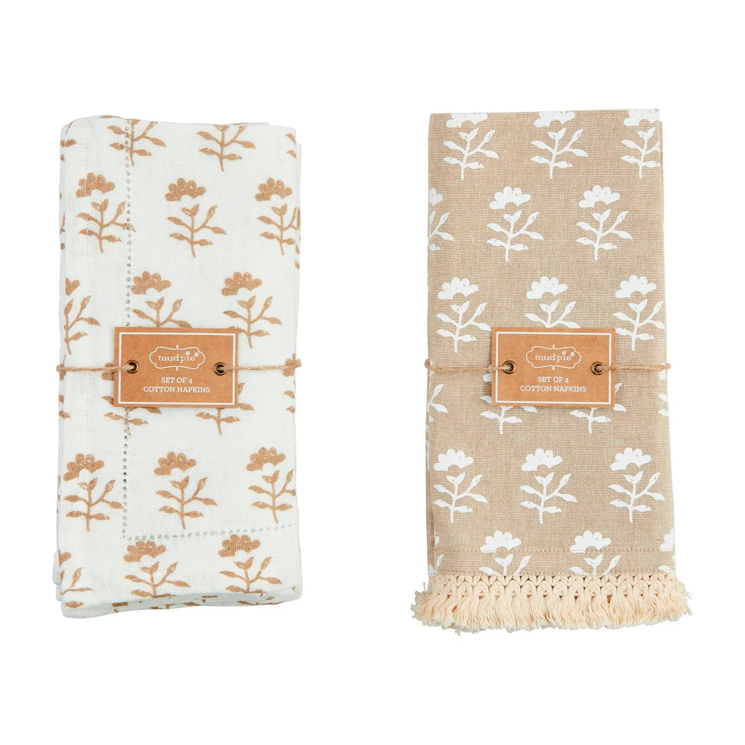 Taupe Block Print Cloth Napkin - Image 2