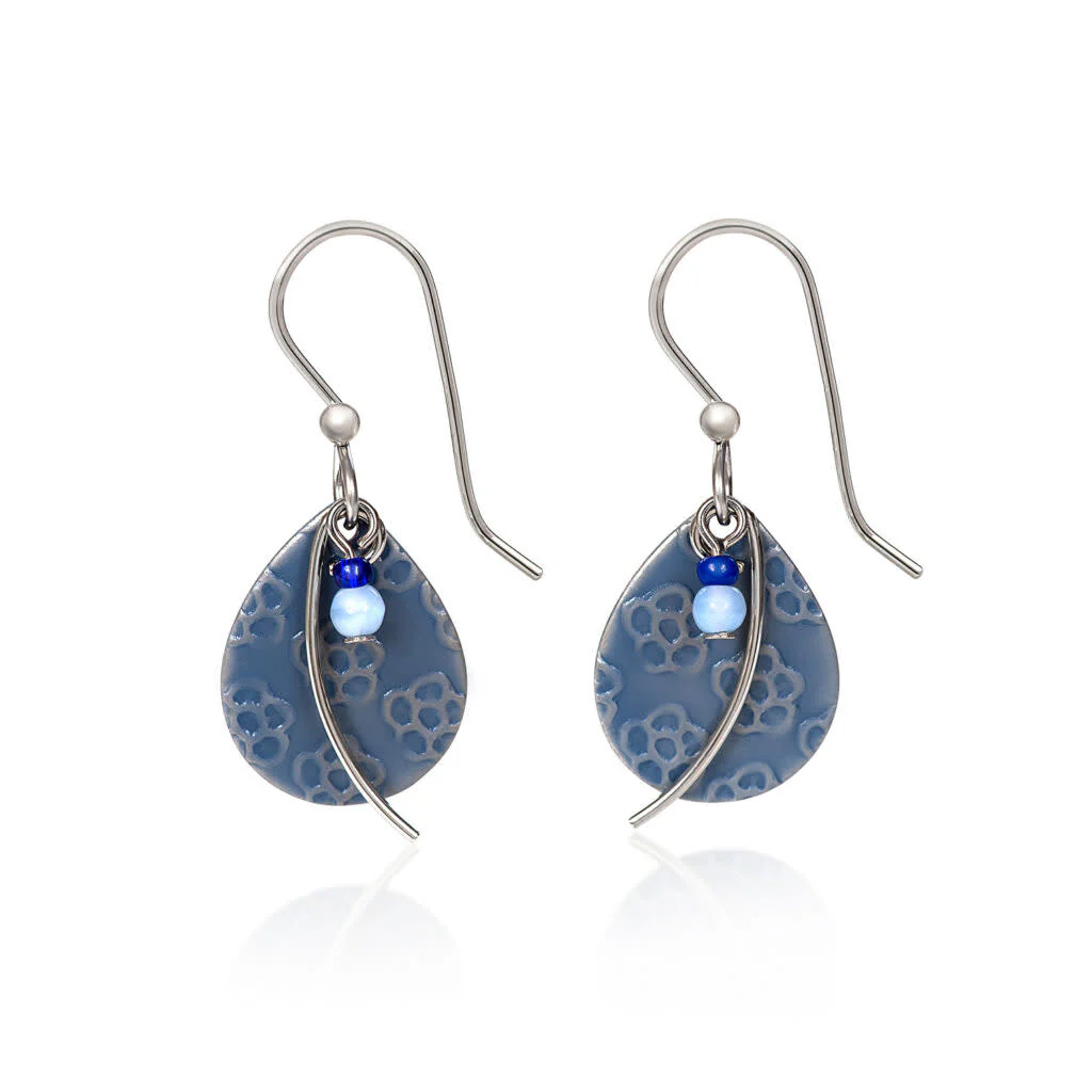 Tear with Flower Textured & Wisp Earrings