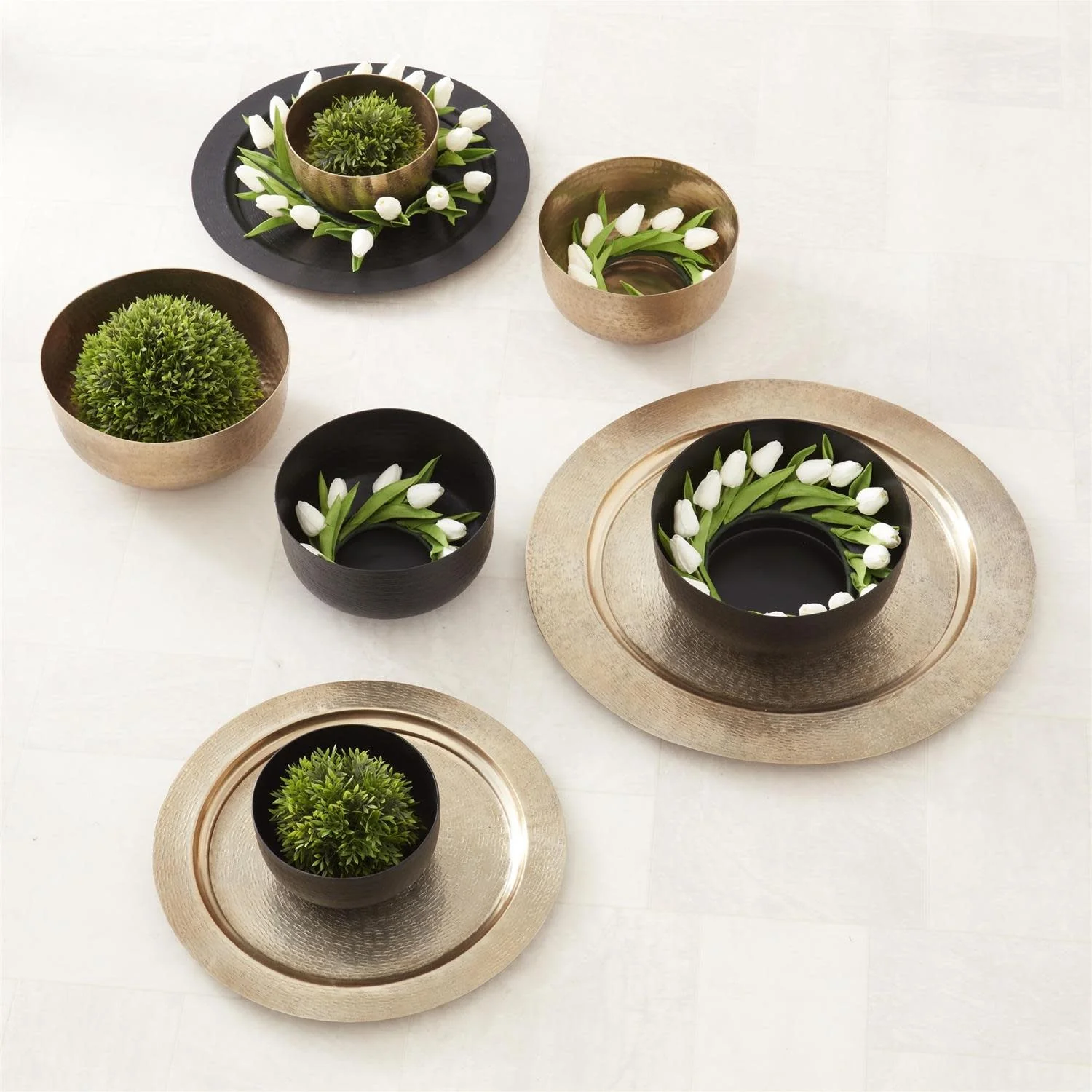 Textured Antiqued Gold Rimmed Tray - Image 3