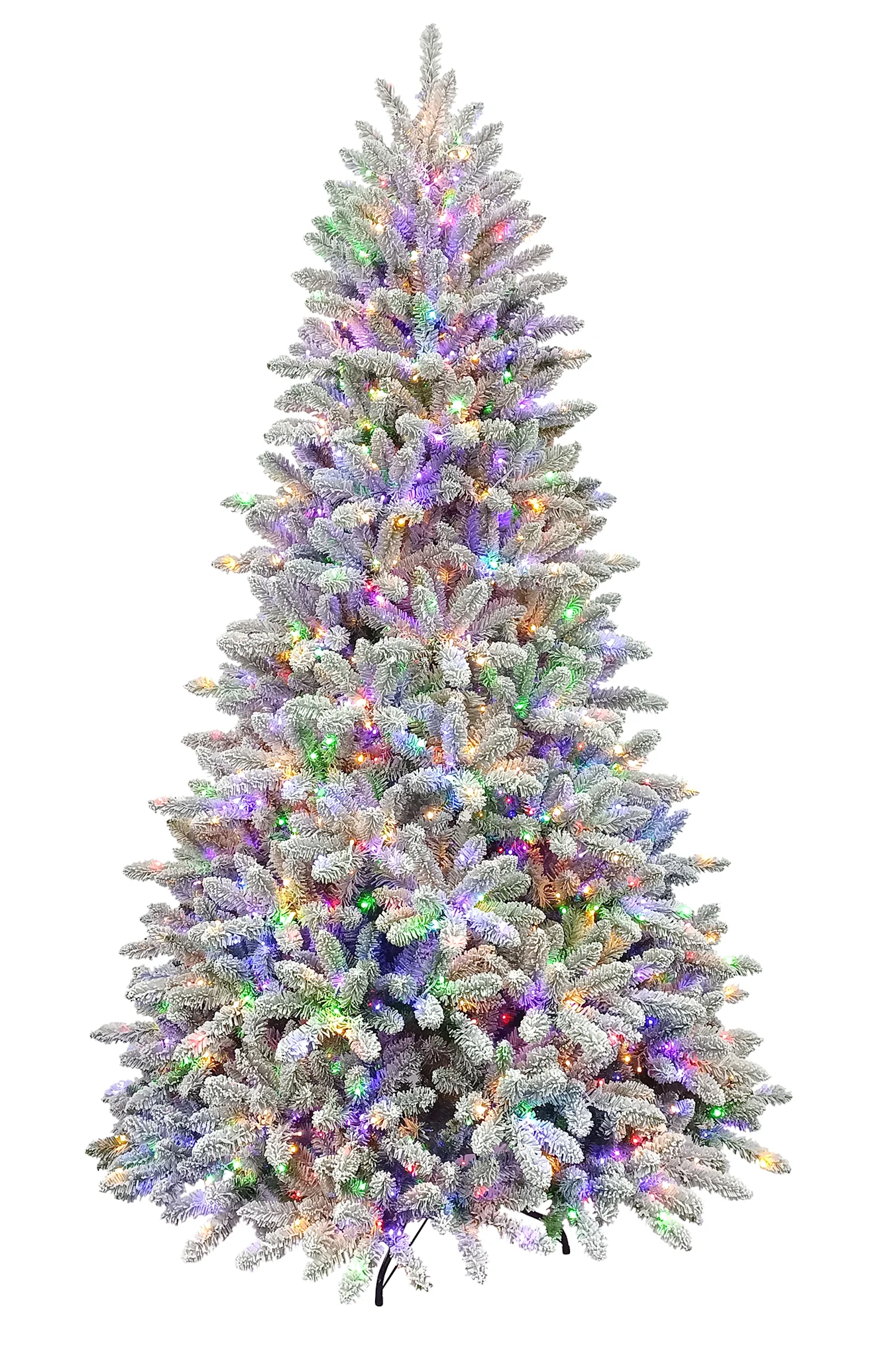 The Flocked Amber Christmas Tree - 9' Sparkle Color Change Rice Light