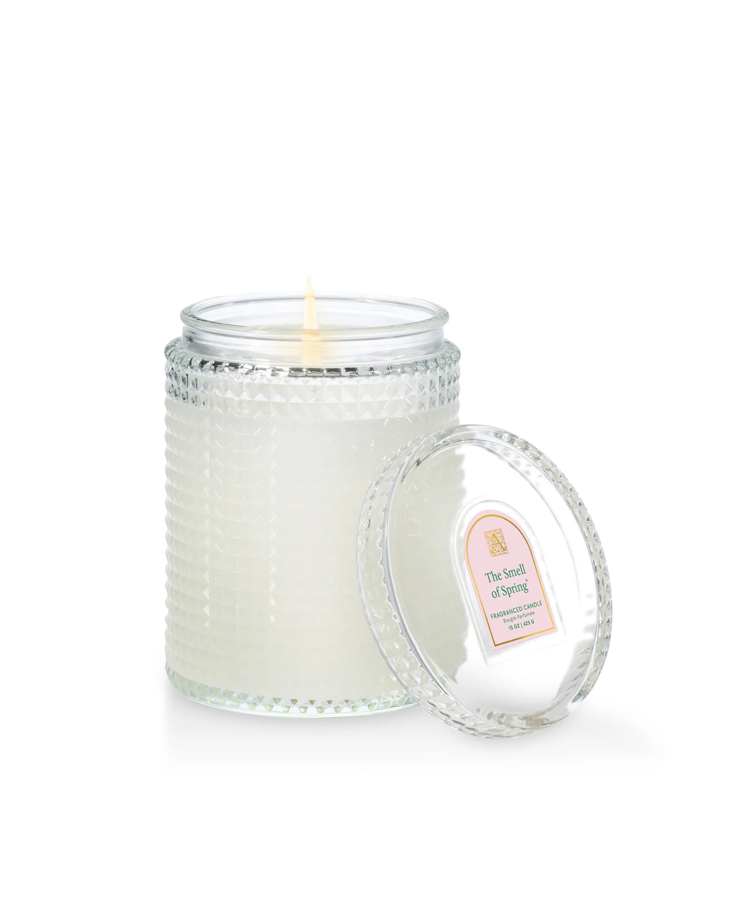 The Smell of Spring - 15oz Textured Glass Candle with Lid