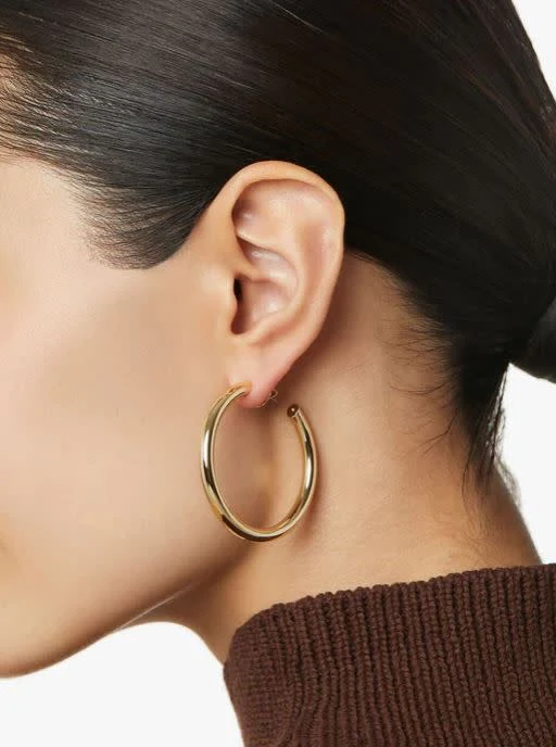 Tia Medium Gold Hoop Earrings - Image 2