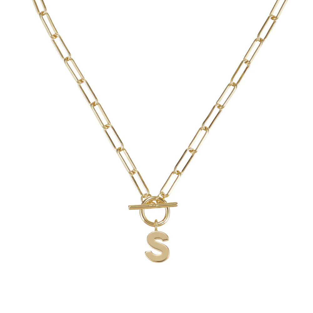 Toggle Initial Necklace Gold - Image 17