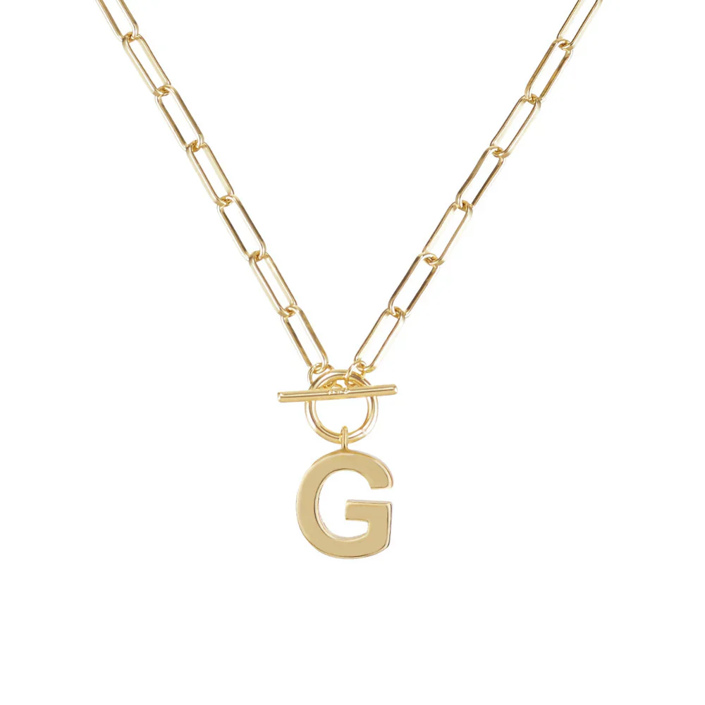 Toggle Initial Necklace Gold - Image 8