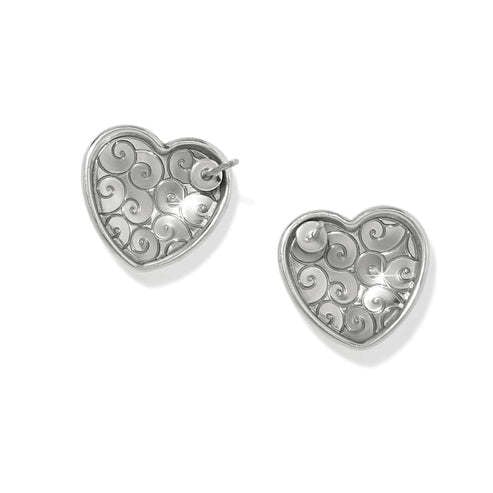 Trianon Heart Small Silver Post Earrings - Image 2