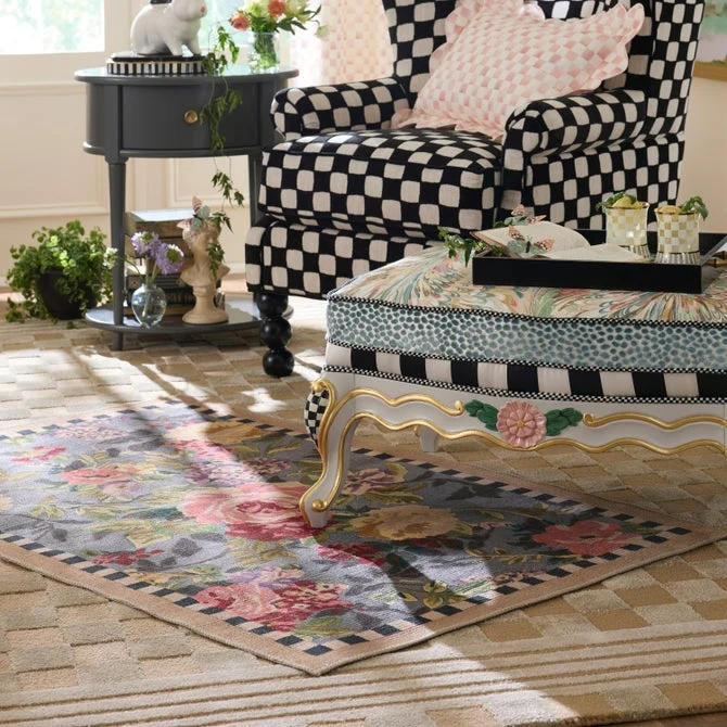 Mackenzie Childs Tudor Rose 3' X 5' Washable Rug - Image 2