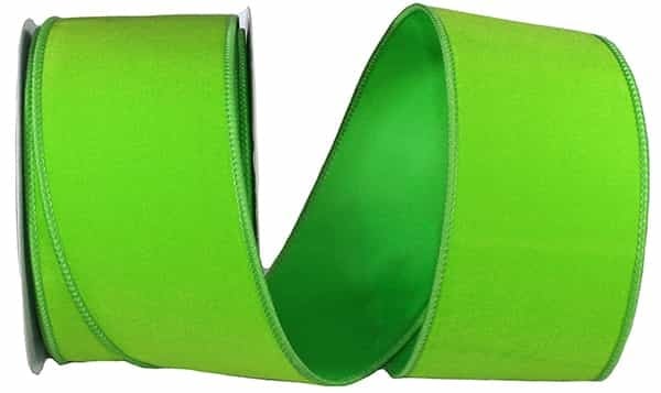 VELVET COLOR WIRED EDGE GREEN RIBBON 2.5"X10YDS
