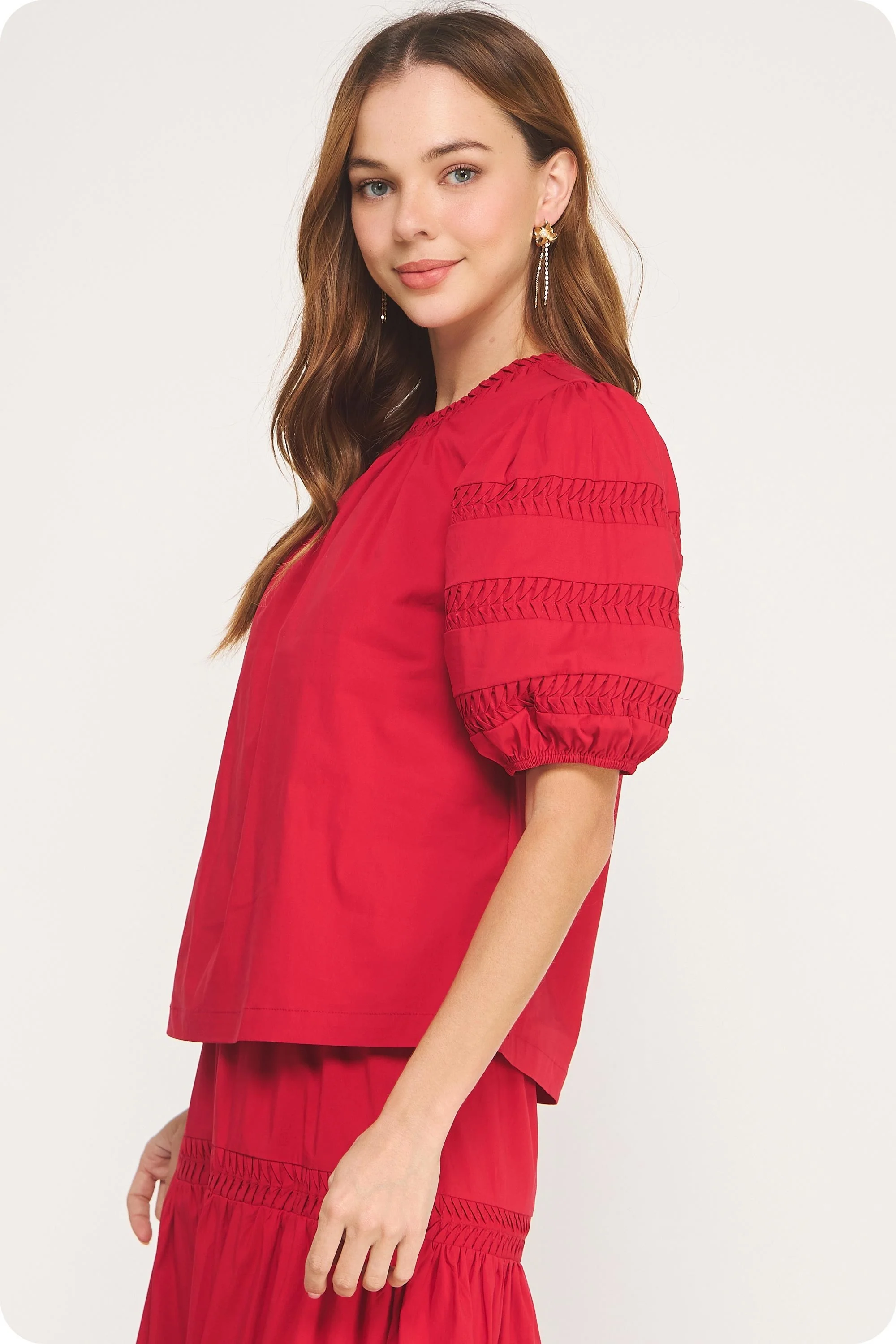 Venice Reverse Pintuck Puff Sleeve Top - Image 2