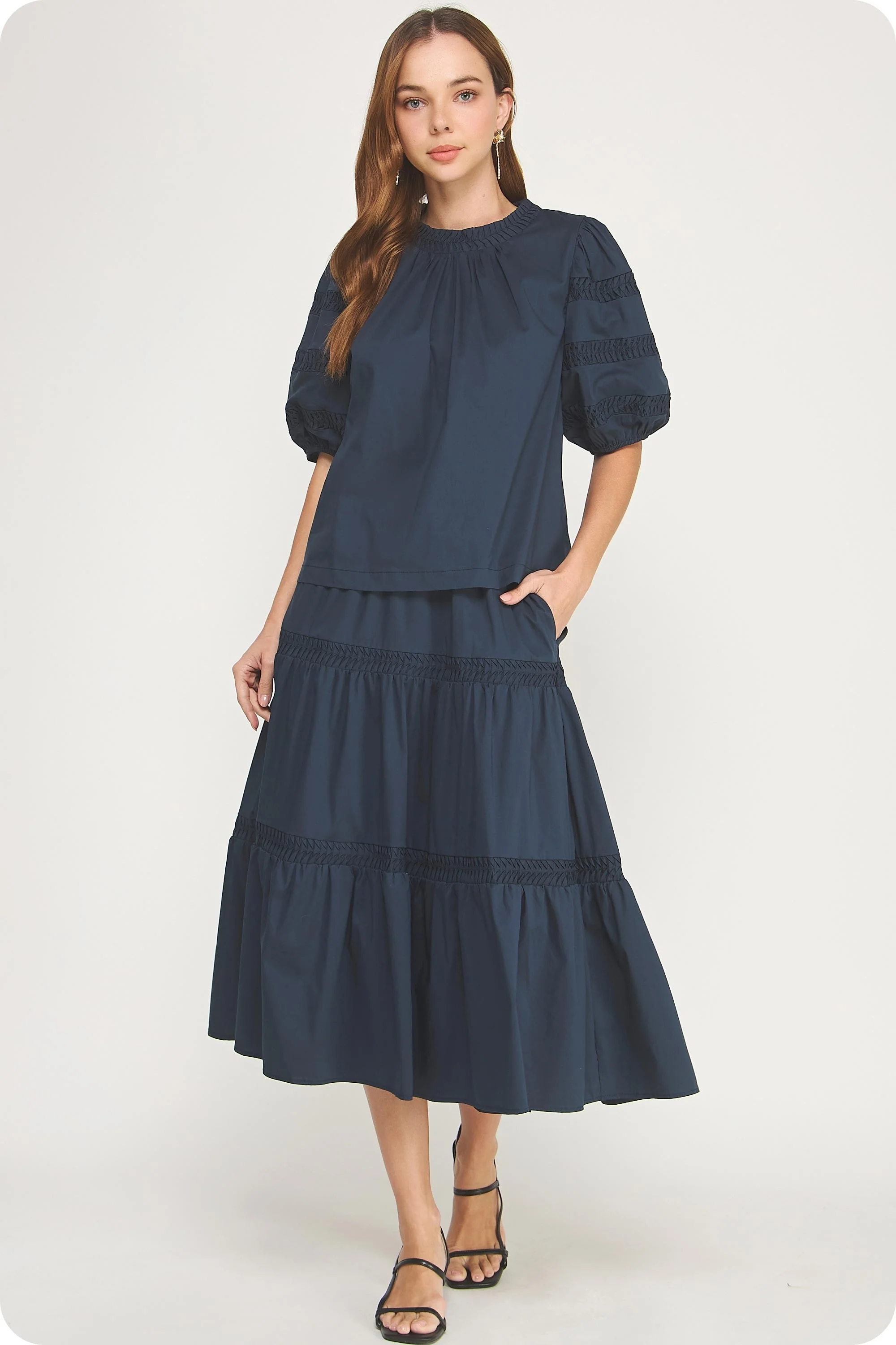 Venice Reverse Pintuck Puff Sleeve Top - Image 8