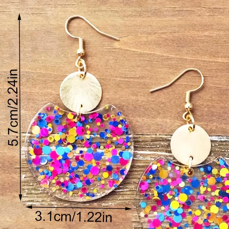 Vibrant Confetti Sparkle Circle Earrings - Image 2