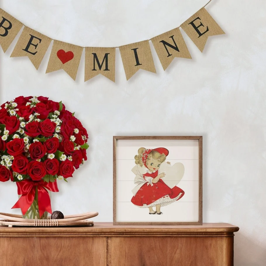 Vintage Valentine Girl with Heart - Image 2