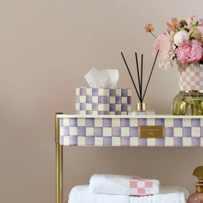 Violet Check Boutique Tissue Box Cover - Image 2