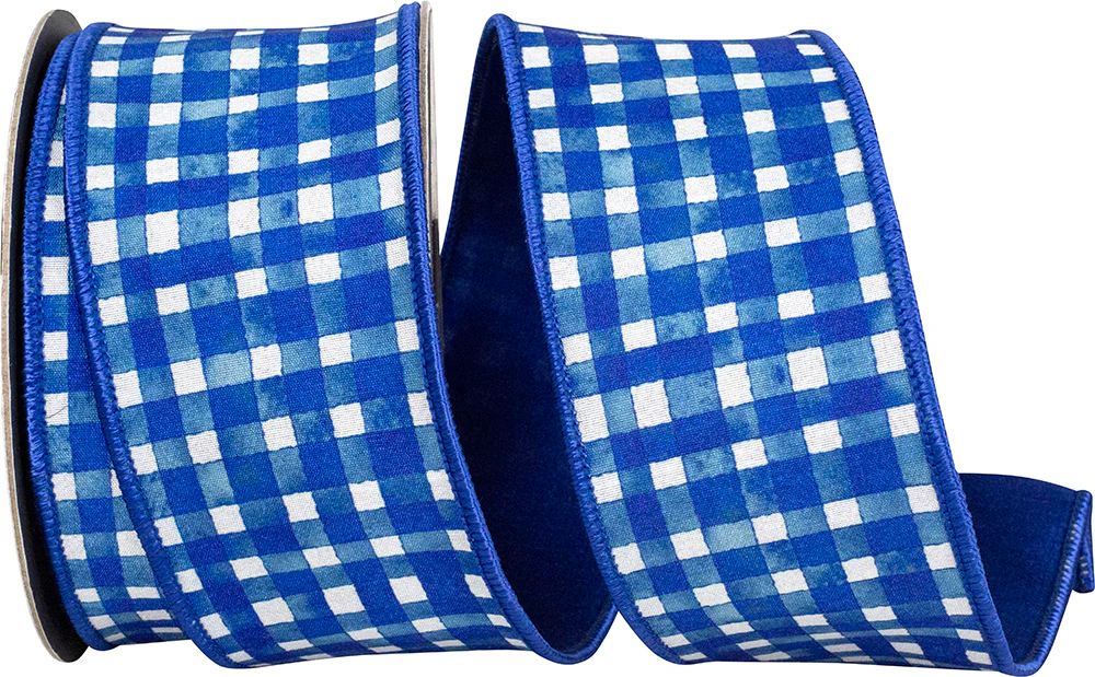 Watercolor Check Deluxe Dupioni Backed Wired Edge Ribbon - Image 3